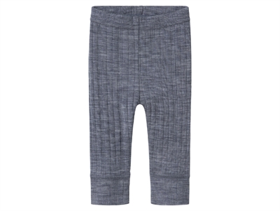 Name It leggings i folkstone gray merinould med ribmønster set forfra