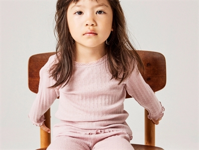 Name It merinould og silke bluse i violet ice på barn