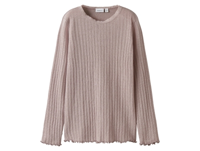 Name It blouse støvet rosa i merinould og silke set forfra