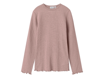 Name It blouse støvet violet i merinould og silke set forfra