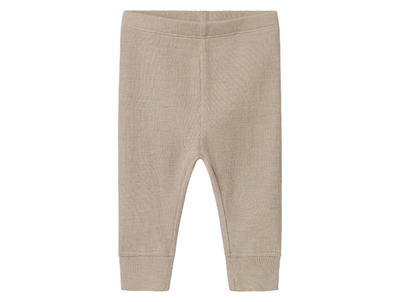 Name It leggings i beige nuance i merinould/silke med rib