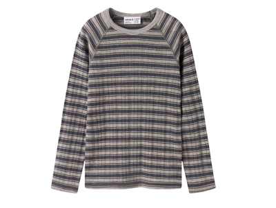 Name It bluse satellite med mørkeblå striber merinould