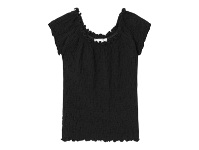 Name It top sort med struktur og off shoulder