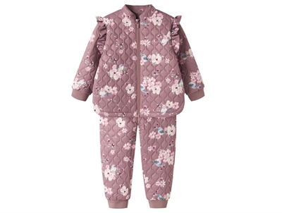 Name It quiltet termosæt wistful mauve med blomsterprint
