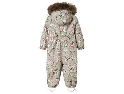 Name It flyverdragt beige med blomsterprint set bagfra