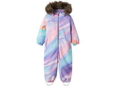 Name It flyverdragt pastel med iriserende print og aftagelig hætte