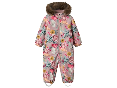 Name It flyverdragt woodrose med blomsterprint og aftagelig hætte