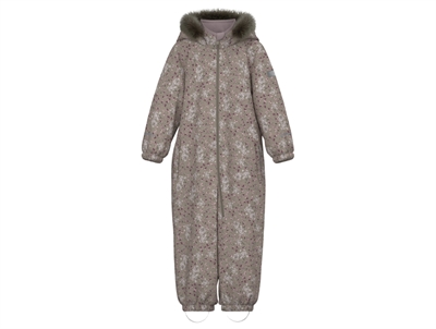 Name It TECH flyverdragt i beige nuance med blomsterprint