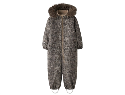 Name It TECH flyverdragt i beige nuance med leopardprint