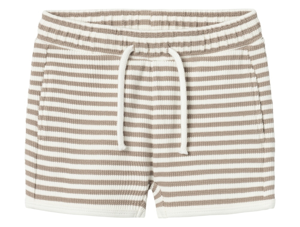 Lil Atelier Mocha Meringue/coconut Milk Stribede Shorts - Str. 5y 110cm