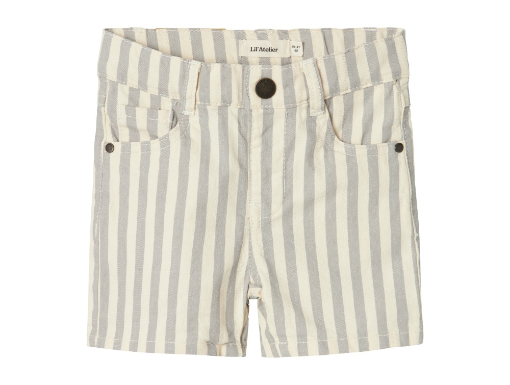 Lil Atelier Limestone Coconut Milk Twill Shorts - Str. 3y 98cm