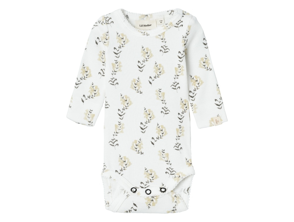 Lil Atelier Coconut Milk Yellow Blomstret Body - Str. 1y 80cm