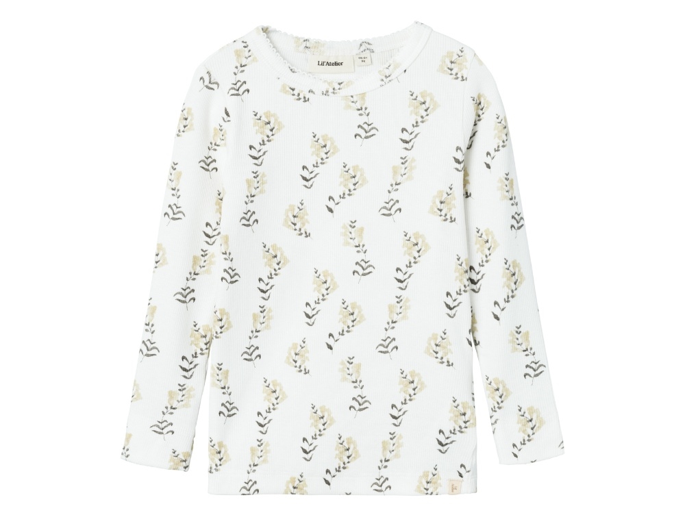 Lil Atelier Coconut Milk Yellow Blomstret Top - Str. 4y 104cm