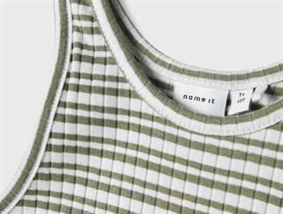 Name It oil green/bright white stribet maxi tank kjole