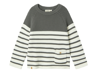 Lil Atelier pewter stribet strikbluse