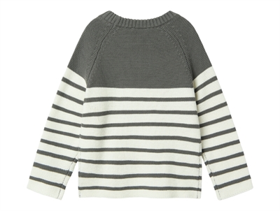 Lil Atelier pewter stribet strikbluse