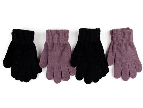 Name It Grape Shake/black Glitter Fingervanter Akryl (4-pak) - Str. 5-7y