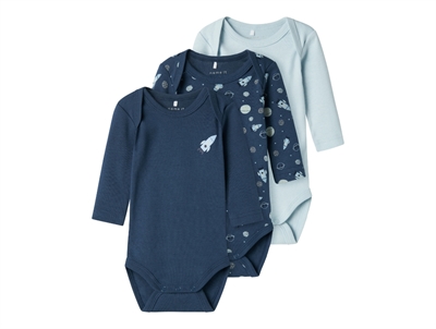 Name It dark denim space body (3-pak)
