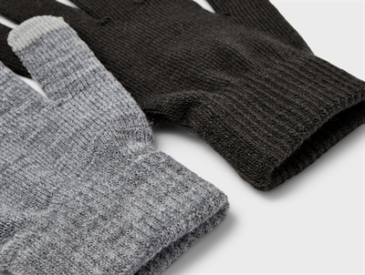 Strikkede touch handsker fra Name It i sort og grå melange