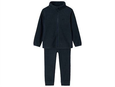 Name It fleecesæt dark sapphire med lynlås set forfra 