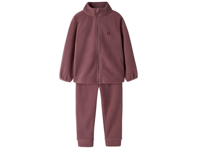Name It fleecesæt rose brown med lynlås set forfra