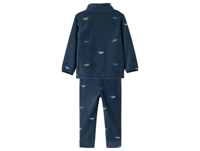 Name It fleecesæt blå med dinosaur print bagside