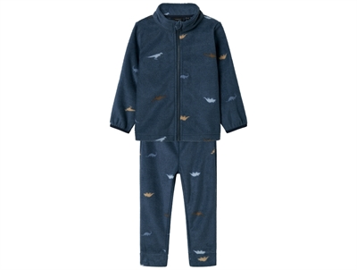 Name It fleecesæt blå med dinosaur print forside