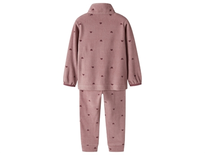 Name It fleecesæt violet med hjerte print bagside