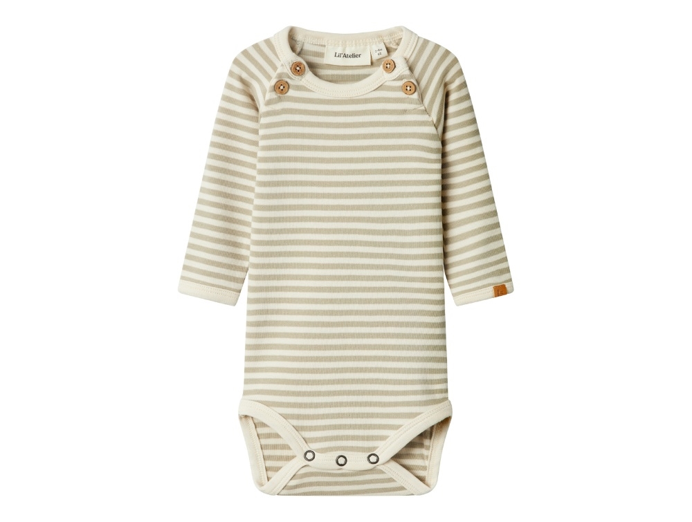 Lil Atelier Moss Grey Stribet Body - Str. 1m 56cm