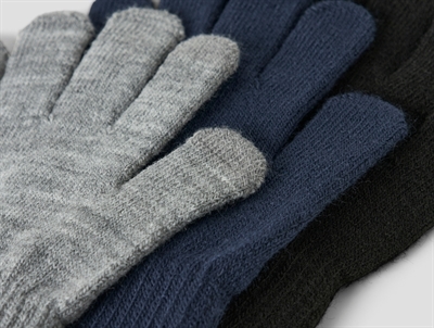 Strikkede handsker fra Name It i 6-pak sort grå og navy