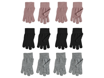 Name It magic handsker 6-pak i sort grå og woodrose