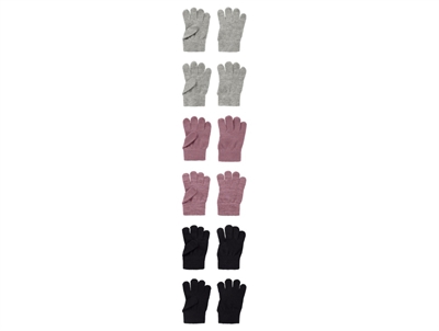 Name It strikvanter sort grå melange wistful mauve 6-pak
