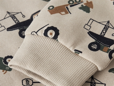 name it mini sweatshirt i beige island fossil med gravemaskineprint