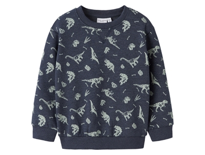 name it mini sweatshirt i mørkeblå navy blazer med dinosaurprint