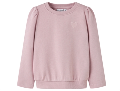 name it mini sweatshirt i lyserød burnished lilac med hjertebroderi