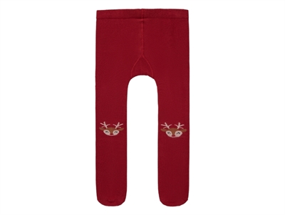 Røde strømpebukser fra Name It med rensdyr mønster