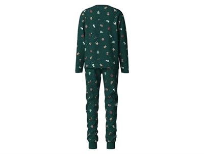 Name It pyjamassæt i mørkegrøn med juleprint set bagfra