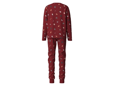 Name It pyjamassæt i mørkerød med juleprint set bagfra