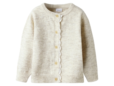 Name It cardigan i peyote melange med knapper og blondekant