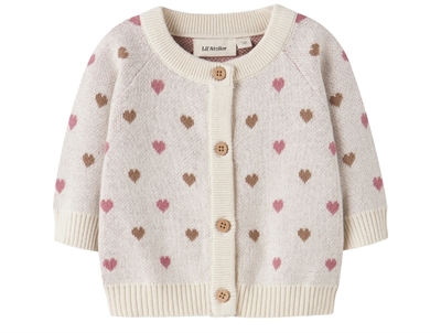 Lil' Atelier cardigan i turtledove med hjerteprint