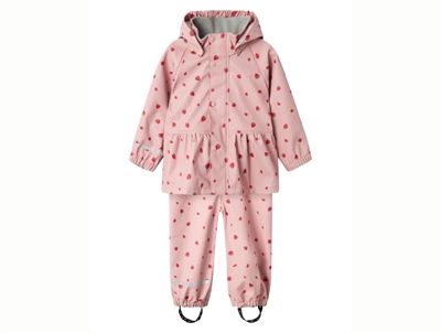 Name It regnsæt i rosa nuance med jordbærprint