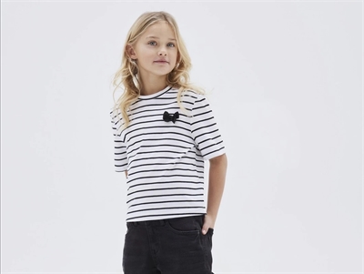 Name It bright white stribet short sløjfe t-shirt