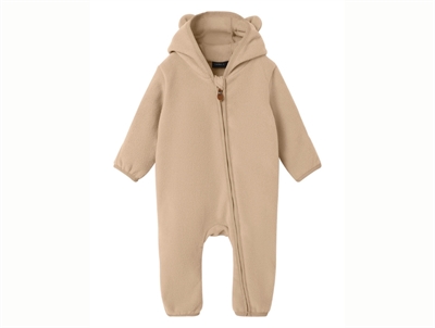 Name It fleece køredragt i beige nuance med hætte og ører