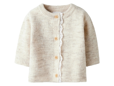 Name It baby cardigan i peyote melange med knapper og blondekant