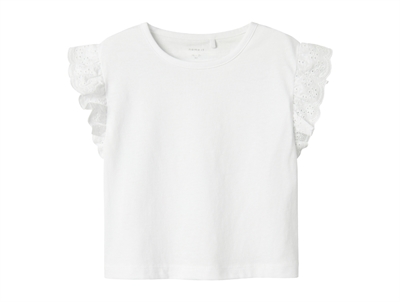 Name It top lucent white med broderede flæser