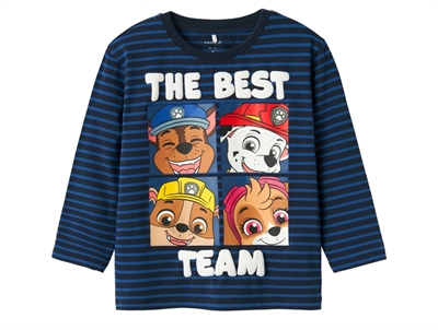 Name It top navy blazer med Paw Patrol print og striber
