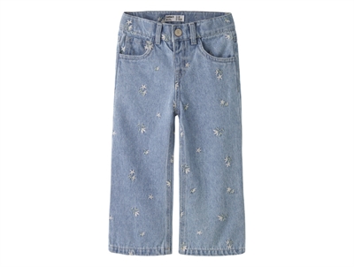 Name It jeans light blue denim med blomster broderi