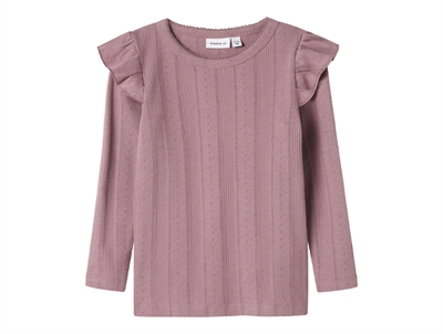 Bluse i rosa (elderberry) med flæser fra Name It