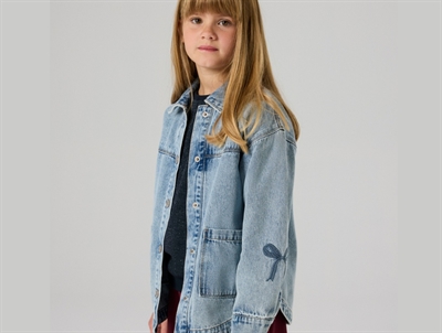 Name It denimjakke medium blue denim med sløjfebroderi