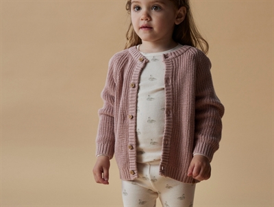 Lil\' Atelier MINI top i pastel parchment med svaneprint og flæser